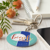 おもしろいビーチお願い女の子バレーボールkeychain w name キーホルダー (側面)