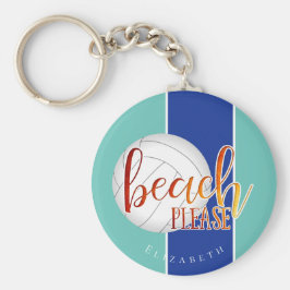 おもしろいビーチお願い女の子バレーボールkeychain w name キーホルダー