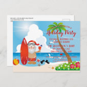 おもしろいビーチのクリスマス招待状 ポストカード (正面/裏面)