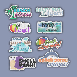 おもしろいビーチをテーマにした防水セット シール