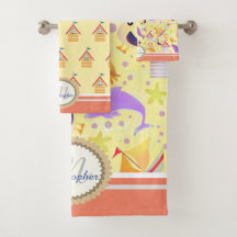 おもしろいビーチイエローバスタオルセット
