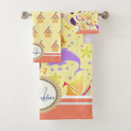 おもしろいビーチイエローバスタオルセット バスタオルセット