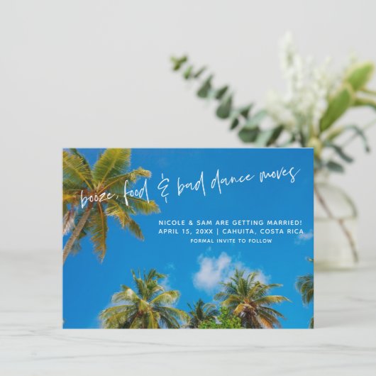 おもしろいビーチウェディングの写真でSave the Date セーブザデート (スタンド正面)