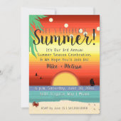 ☀️🌴おもしろいビーチサンセットトロピカルサマーパーティー 招待状 (正面)