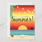 ☀️🌴おもしろいビーチサンセットトロピカルサマーパーティー 招待状 (裏面)