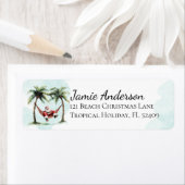 おもしろいビーチサンタトロピカルクリスマス差出人住所 ラベル (インサイチュ)