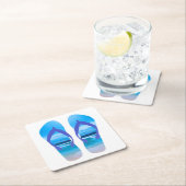 おもしろいビーチサンダルサマービーチアートフォーバケーション スクエアペーパーコースター (インサイチュ)