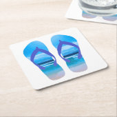 おもしろいビーチサンダルサマービーチアートフォーバケーション スクエアペーパーコースター (アングル)