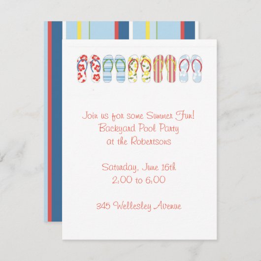 おもしろいビーチサンダル招待状 招待状 (正面/裏面)
