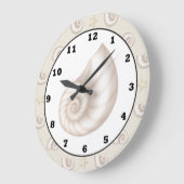 おもしろいビーチシーシェルパターン壁時計 ラージ壁時計 (傾斜)