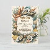 おもしろいビーチシーフードパールオイスターロースト30th誕生日 招待状 (スタンド正面)