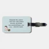 おもしろいビーチシーングラムパームツリーモノグラム名 ラゲッジタグ (裏面横)