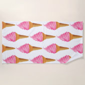 おもしろいビーチタオル – ピンクアイスクリーム ビーチタオル (正面)