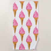 おもしろいビーチタオル – ピンクアイスクリーム ビーチタオル (正面)