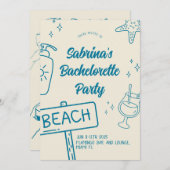 おもしろいビーチバチェロレッテ週末招待状 招待状 (正面/裏面)