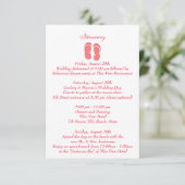 おもしろいビーチビーチサンダル結婚ピンクの象眼帯 エンクロージャーカード (スタンド正面)