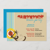おもしろいビーチホリデイパームツリーサマーパーティー招待状 招待状 (正面/裏面)