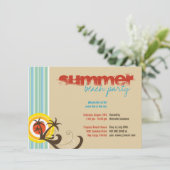 おもしろいビーチホリデイパームツリーサマーパーティー招待状 招待状 (スタンド正面)