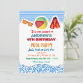 おもしろいビーチボールフリッパーズボーイズプールパーティの招待状 招待状 (スタンド正面)