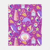 おもしろいビーチマゼンタ フリースブランケット (正面)