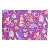 おもしろいビーチマゼンタ 枕カバー (裏面)