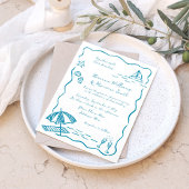 おもしろいビーチルーズドールスケッチハンドドロー結婚ズ 招待状