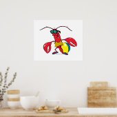 おもしろいビーチロブスター ポスター (キッチン)