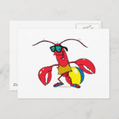 おもしろいビーチロブスター ポストカード (正面/裏面)