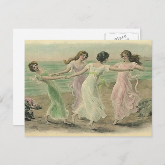 おもしろいビーチヴィンテージはがき ポストカード (正面/裏面)