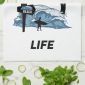 おもしろいビーチ波 キッチンタオル (折り畳み)