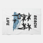 おもしろいビーチ波 キッチンタオル (横)