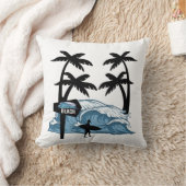 おもしろいビーチ波 クッション (ブランケット)