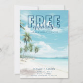 おもしろいビーチ結婚式写真の保存日付 セーブザデート (正面)