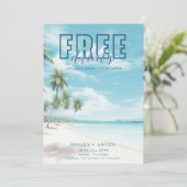 おもしろいビーチ結婚式写真の保存日付 セーブザデート (スタンド正面)