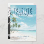 おもしろいビーチ結婚式写真の保存日付 セーブザデート (正面/裏面)