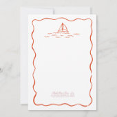 おもしろいビーチ赤お洒落スケッチ手描き結婚の 招待状 (裏面)