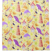 おもしろいビーチ黄 シャワーカーテン (正面)