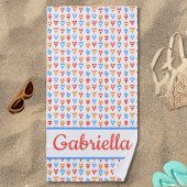 おもしろいビーチ、プールパーティーカラフル名パーソナライズされた ビーチタオル