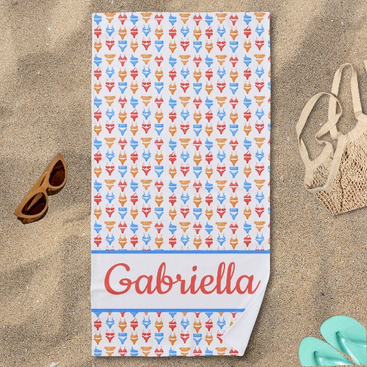 おもしろいビーチ、プールパーティーカラフル名パーソナライズされた ビーチタオル