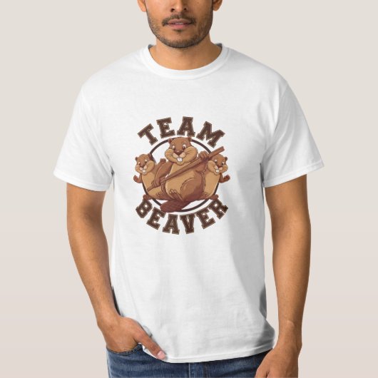 おもしろいビーバーインスパイアデザイン Tシャツ (正面)
