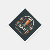 おもしろいビールベリーバー、ビールマグロゴ スタンダードカクテルナプキン (角)