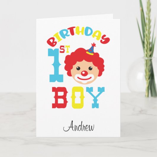 おもしろいピエロ1歳 カード (正面)