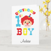 おもしろいピエロ1歳 カード (黄色い花)