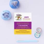 おもしろいピエロ，キッズエンターテイナー，ピエロ広告ズ チラシ (シングル)