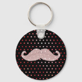 おもしろいピガーリーックきらきら光る口ひげ水玉模様パターン キーホルダー (正面)