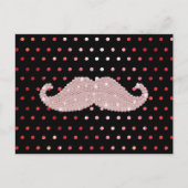 おもしろいピガーリーックきらきら光る口ひげ水玉模様パターン ポストカード (正面)