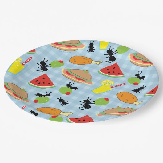 おもしろいピクニックフードパターン紙プレート ペーパープレート (アングル)