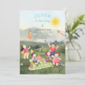 おもしろいピクニック誕生日ボーイガーデンパーティの招待状 招待状 (スタンド正面)