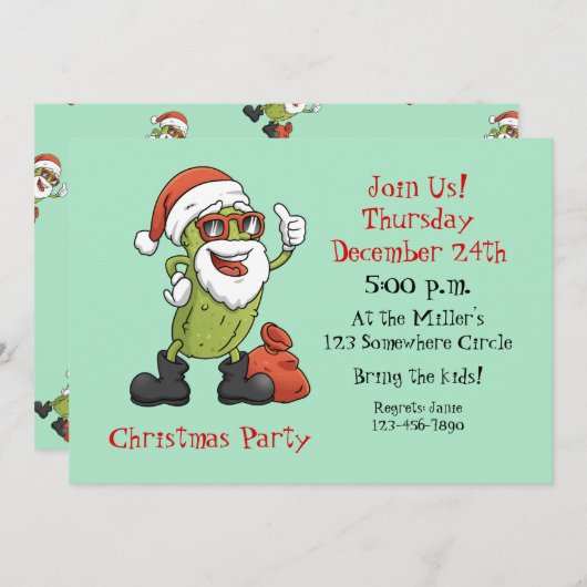 おもしろいピクルサンタクロース 招待状 (正面/裏面)