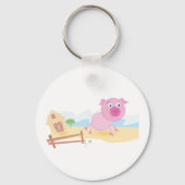 おもしろいピグオンファームとフェンス キーホルダー (正面)